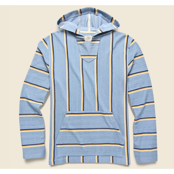 Faherty Other - Faherty Blue Striped Hoodie Long Sleeve Pullover Sweatshirt Surf Style Casual XS